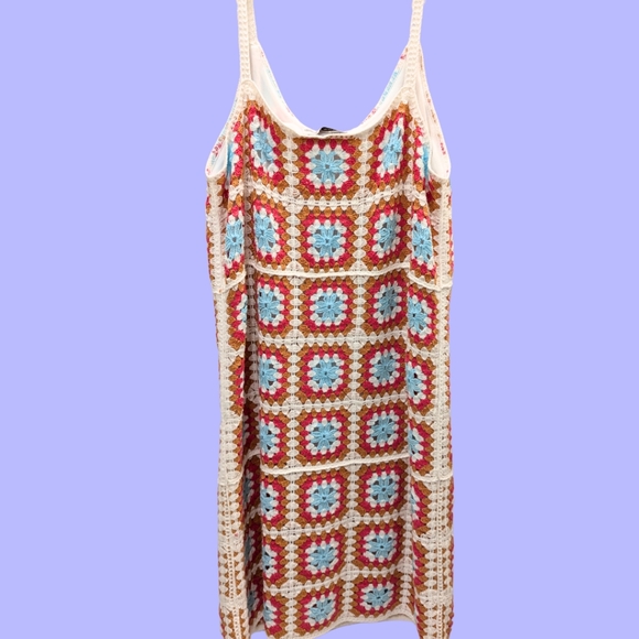 Willow and Wind Crochet Dress - Red, Blue, Cream - Picture 2 of 7